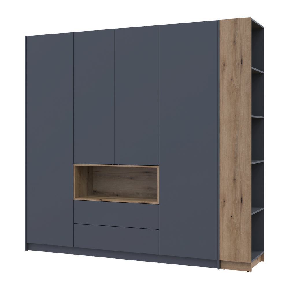 Шкаф для одежды с нишей и этажеркой Doros Дейл Графит/Дуб Эвок 4 ДСП 234х52х220 DRS-011738 (42005158)