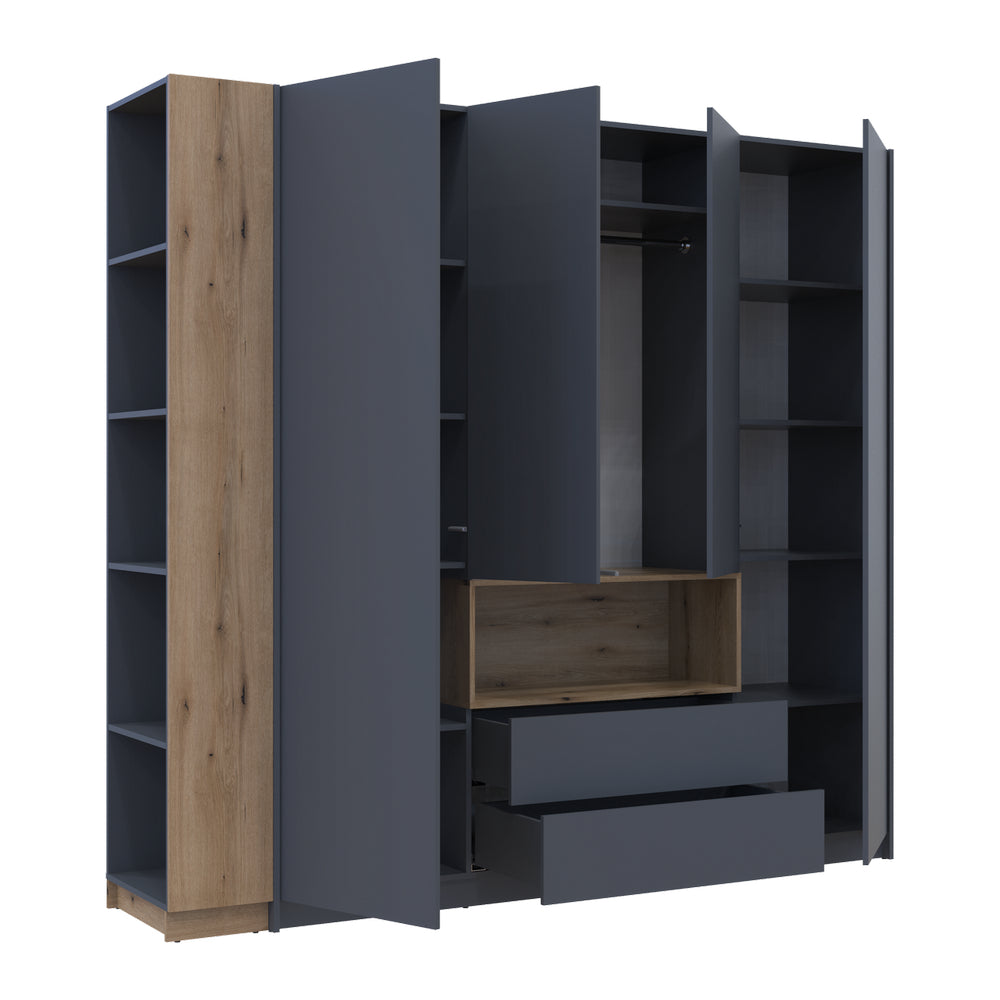 Шкаф для одежды с нишей и этажеркой Doros Дейл Графит/Дуб Эвок 4 ДСП 234х52х220 DRS-011738 (42005158)