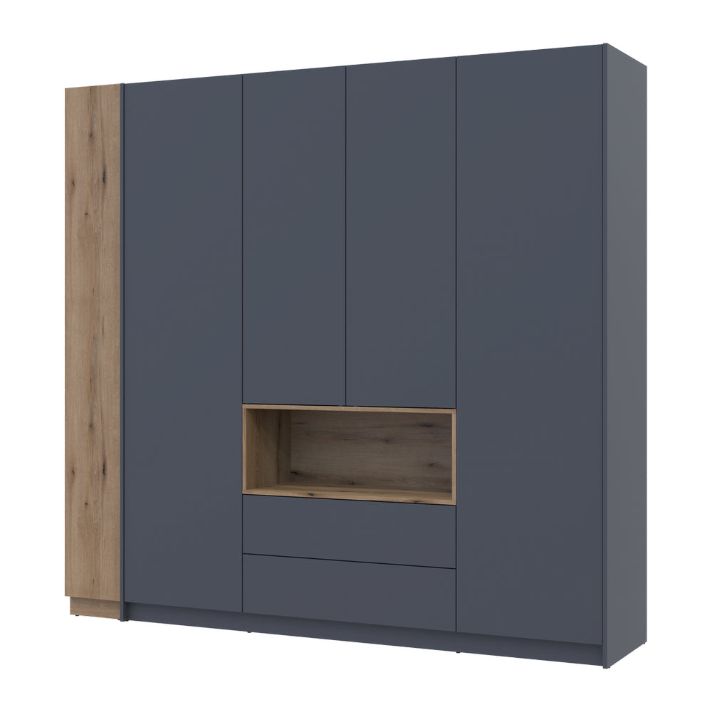 Шкаф для одежды с нишей и этажеркой Doros Дейл Графит/Дуб Эвок 4 ДСП 234х52х220 DRS-011738 (42005158)