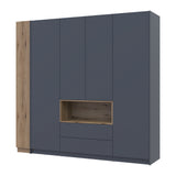 Шкаф для одежды с нишей и этажеркой Doros Дейл Графит/Дуб Эвок 4 ДСП 234х52х220 DRS-011738 (42005158)