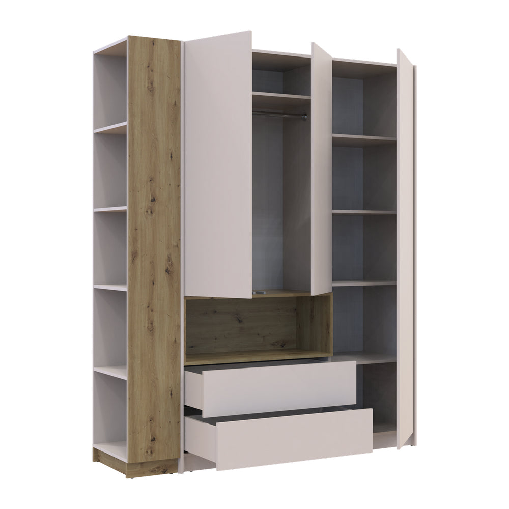 Шкаф для одежды с нишей и этажеркой Doros Дейл Кашемир/Дуб Артизан 3 ДСП 178х52х220 DRS-011737 (42005157)