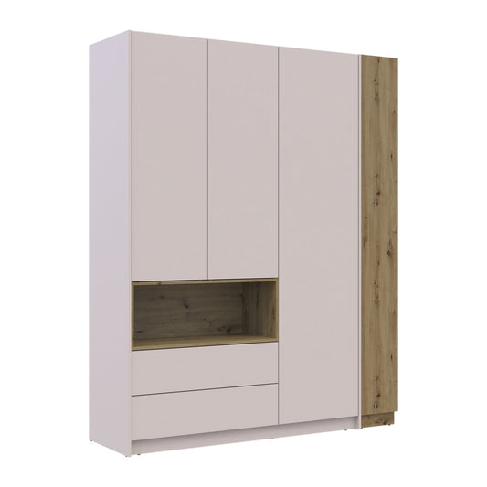 Шкаф для одежды с нишей и этажеркой Doros Дейл Кашемир/Дуб Артизан 3 ДСП 178х52х220 DRS-011737 (42005157)