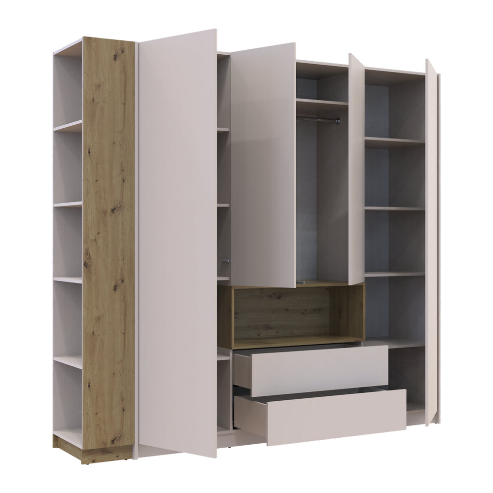 Шкаф для одежды с нишей и этажеркой Doros Дейл Кашемир/Дуб Артизан 4 ДСП 234х52х220 DRS-011739 (42005159)