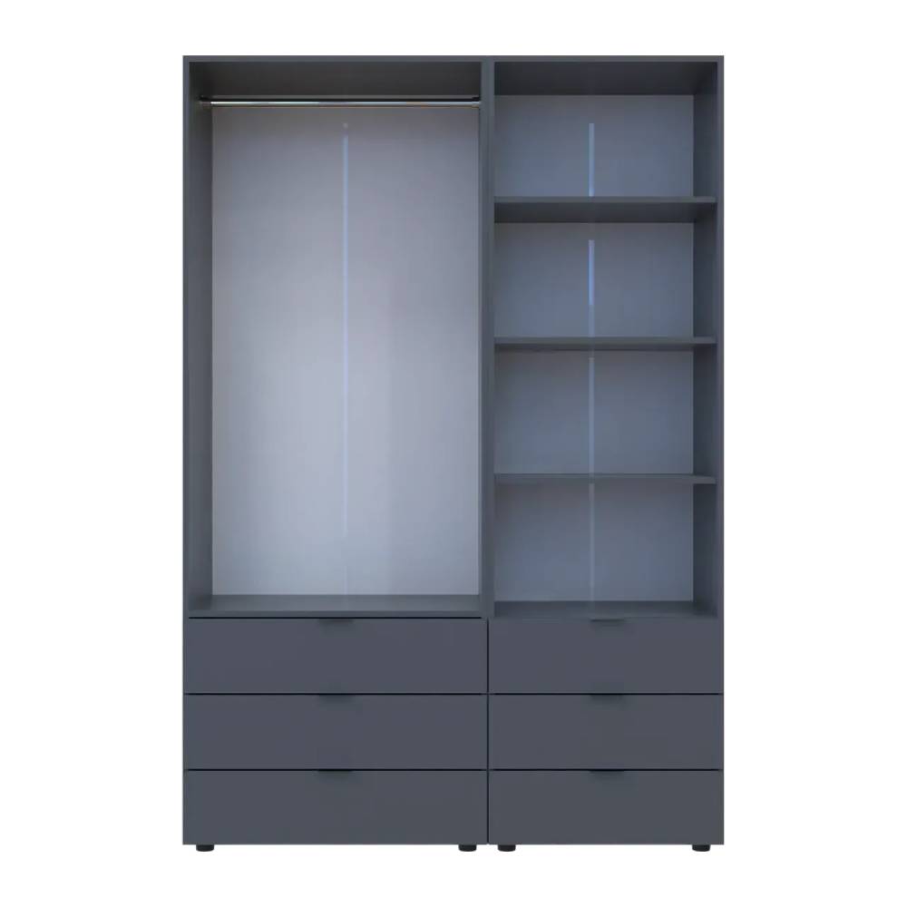 Шкаф для одежды Doros Гелар Графит 2ДСП с пеналом 137.5х49.5х203.4 (DRS-011912)