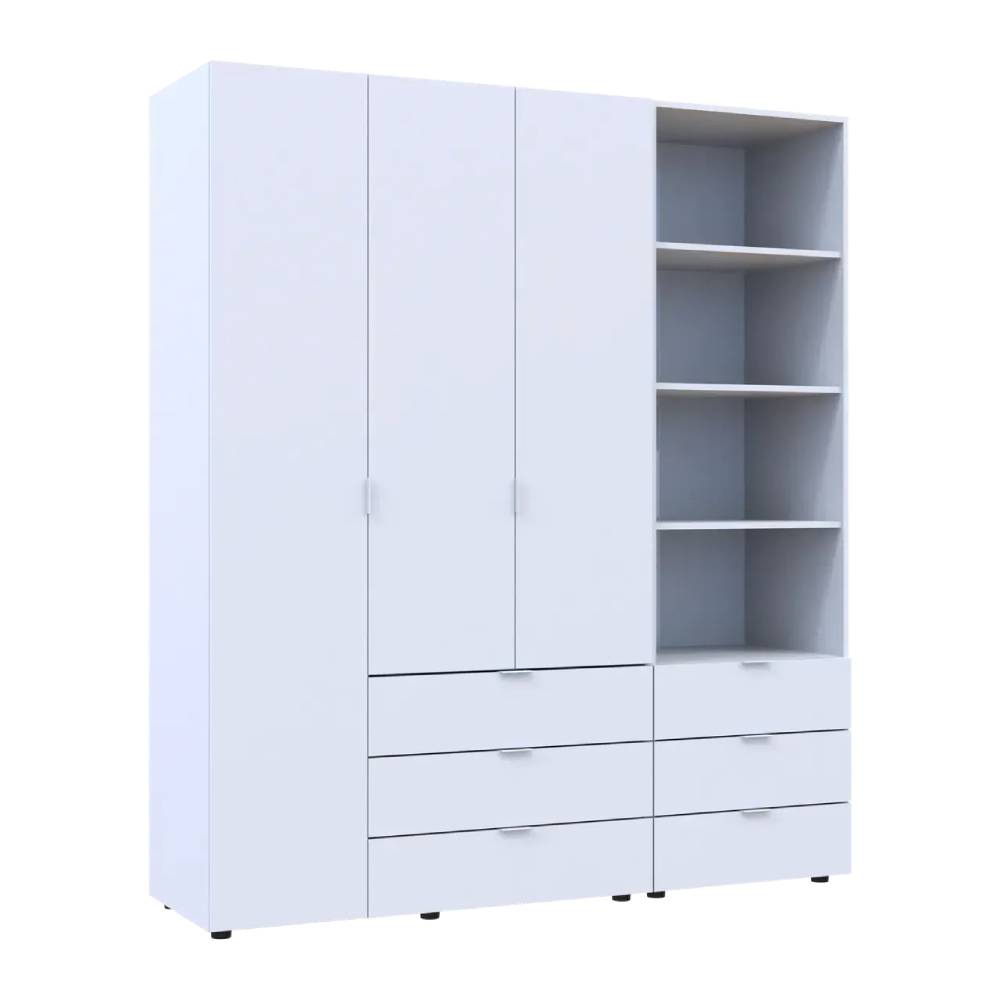 Шкаф для одежды Doros Гелар Белый 3ДСП с пеналом 176.2х49.5х203.4 (DRS-011919)