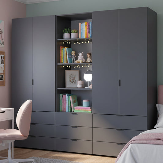 Шкаф для одежды Doros Гелар Графит 2+2ДСП с пеналом 215х49.5х203.4 (DRS-011916)