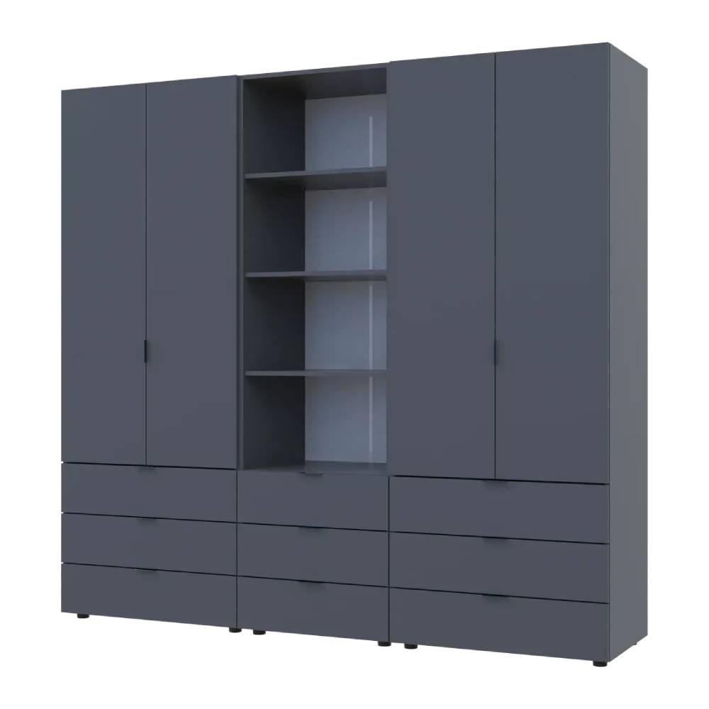 Шкаф для одежды Doros Гелар Графит 2+2ДСП с пеналом 215х49.5х203.4 (DRS-011916)