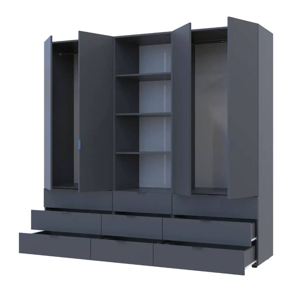 Шкаф для одежды Doros Гелар Графит 2+2ДСП с пеналом 215х49.5х203.4 (DRS-011916)