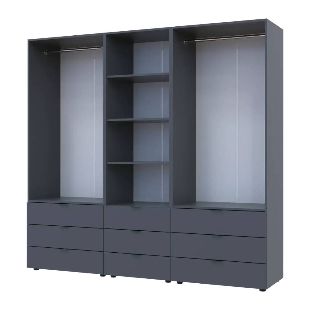 Шкаф для одежды Doros Гелар Графит 2+2ДСП с пеналом 215х49.5х203.4 (DRS-011916)