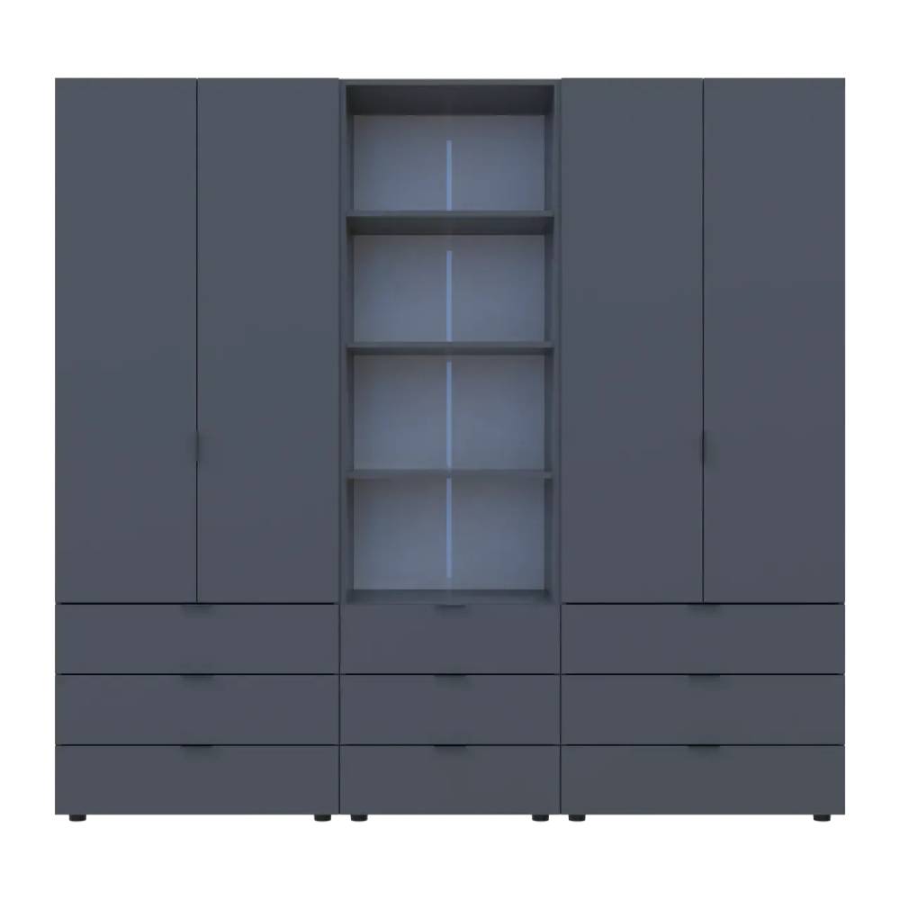 Шкаф для одежды Doros Гелар Графит 2+2ДСП с пеналом 215х49.5х203.4 (DRS-011916)