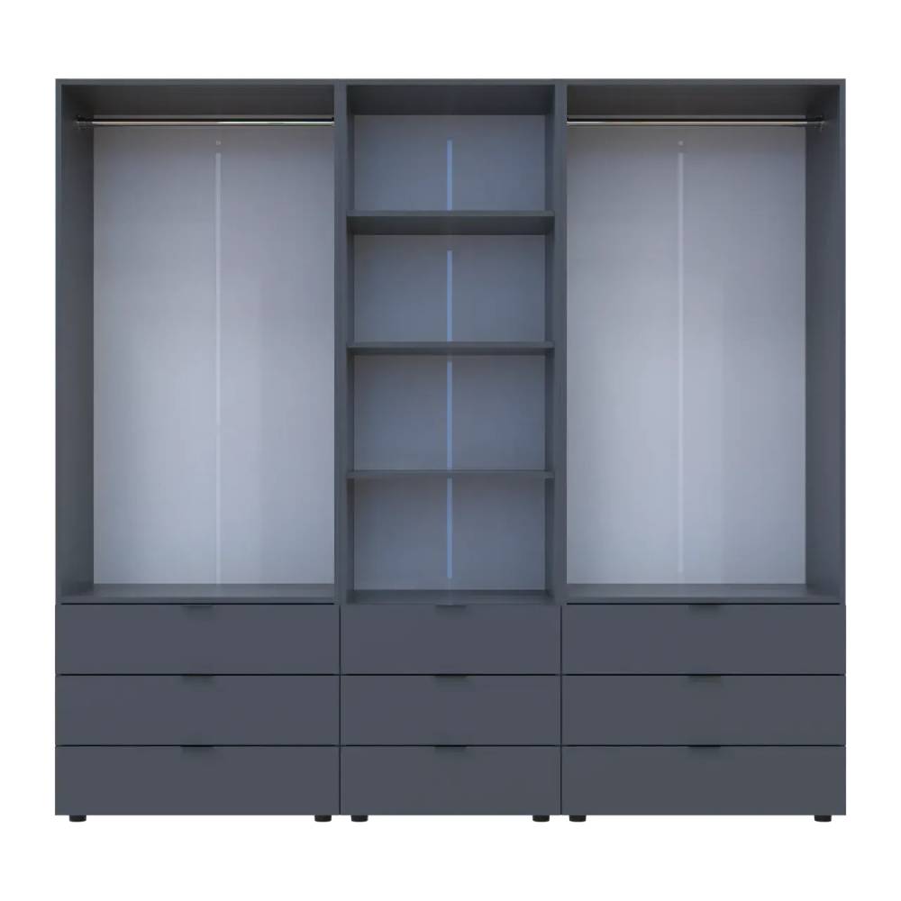 Шкаф для одежды Doros Гелар Графит 2+2ДСП с пеналом 215х49.5х203.4 (DRS-011916)