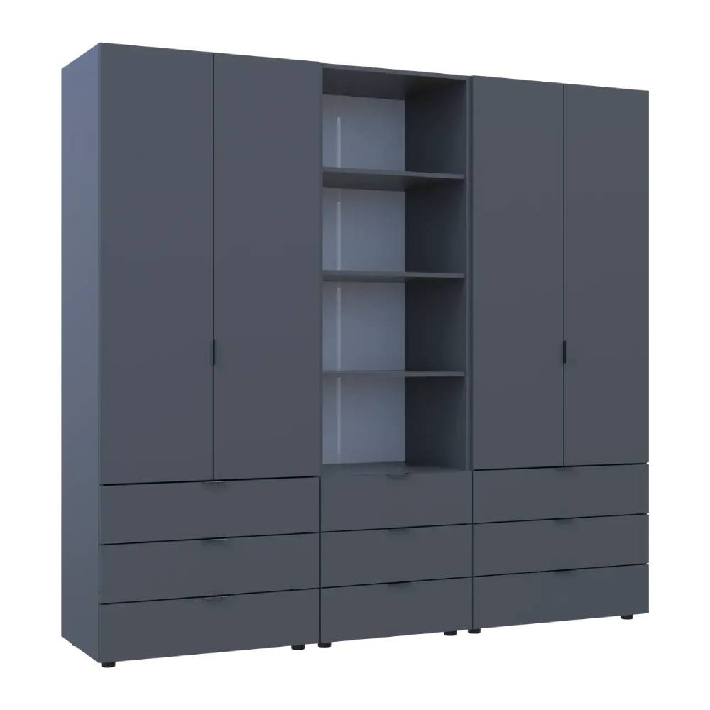 Шкаф для одежды Doros Гелар Графит 2+2ДСП с пеналом 215х49.5х203.4 (DRS-011916)