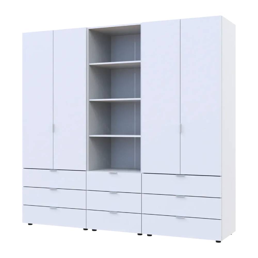 Шкаф для одежды Doros Гелар Белый 2+2ДСП с пеналом 215х49.5х203.4 (DRS-011915)