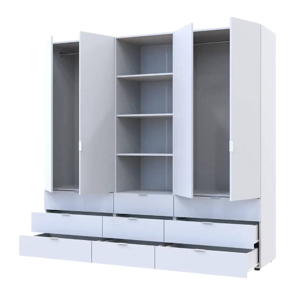 Шкаф для одежды Doros Гелар Белый 2+2ДСП с пеналом 215х49.5х203.4 (DRS-011915)