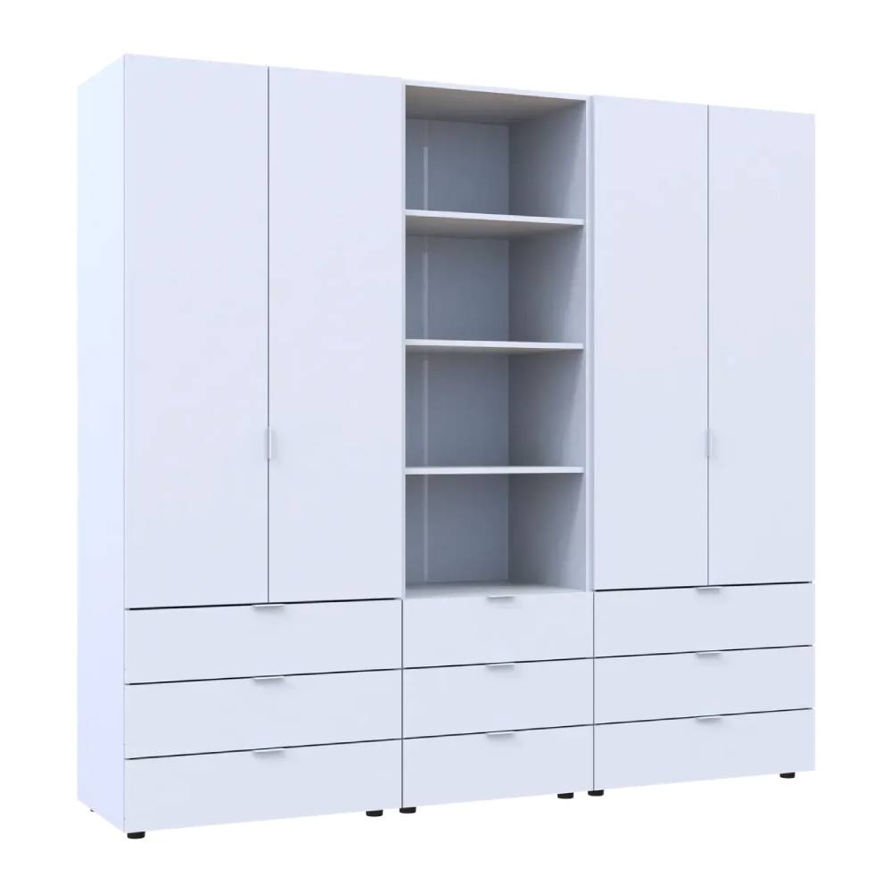 Шкаф для одежды Doros Гелар Белый 2+2ДСП с пеналом 215х49.5х203.4 (DRS-011915)