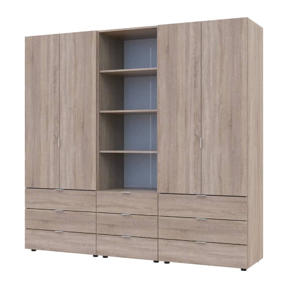 Шкаф для одежды Гелар Дуб сонома 2+2ДСП с пеналом 215х49.5х203.4 (DRS-011917)