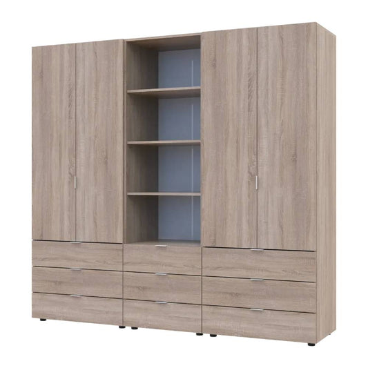 Шкаф для одежды Гелар Дуб сонома 2+2ДСП с пеналом 215х49.5х203.4 (DRS-011917)