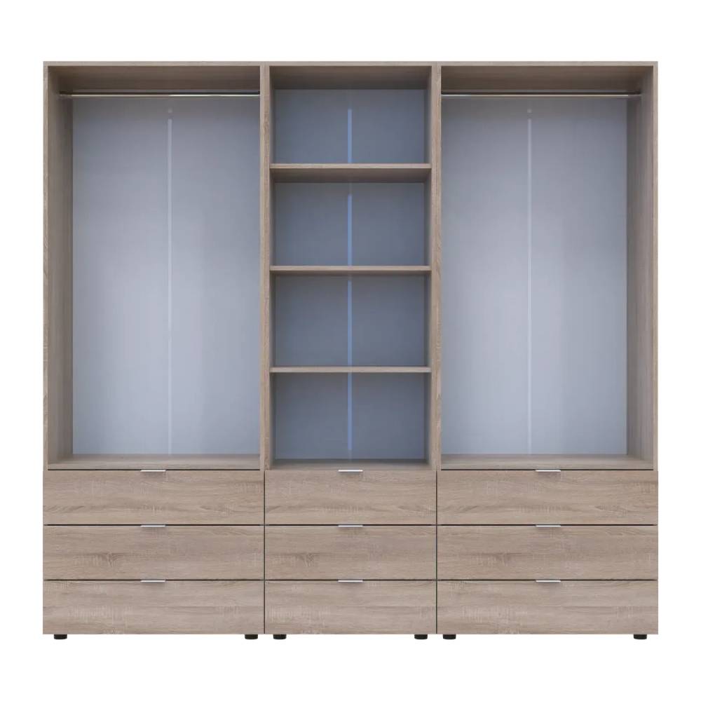 Шкаф для одежды Гелар Дуб сонома 2+2ДСП с пеналом 215х49.5х203.4 (DRS-011917)