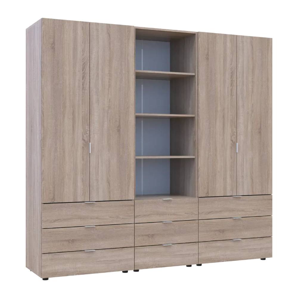 Шкаф для одежды Гелар Дуб сонома 2+2ДСП с пеналом 215х49.5х203.4 (DRS-011917)