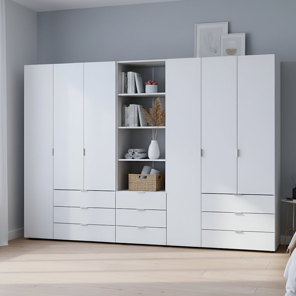 Шкаф для одежды Doros Гелар Белый 3+3ДСП с пеналом 292.4х49.5х203.4 (DRS-011923)