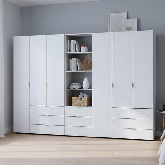 Шкаф для одежды Doros Гелар Белый 3+3ДСП с пеналом 292.4х49.5х203.4 (DRS-011923)