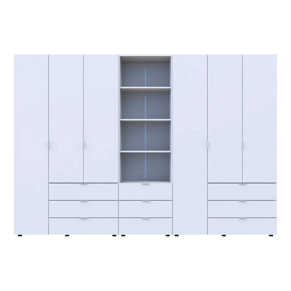 Шкаф для одежды Doros Гелар Белый 3+3ДСП с пеналом 292.4х49.5х203.4 (DRS-011923)