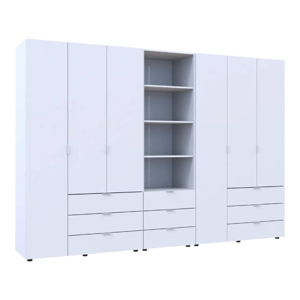 Шкаф для одежды Doros Гелар Белый 3+3ДСП с пеналом 292.4х49.5х203.4 (DRS-011923)