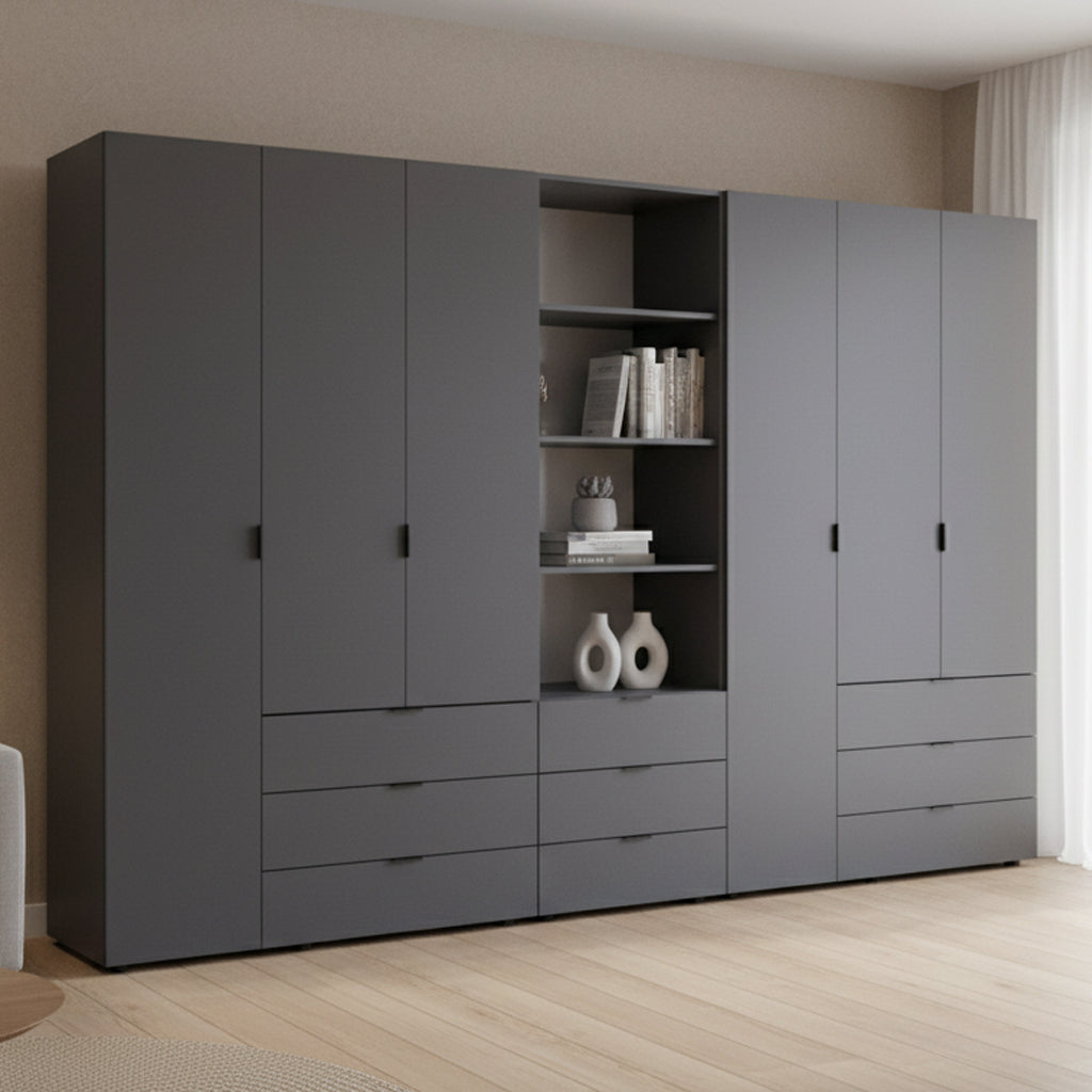 Шкаф для одежды Doros Гелар Графит 3+3ДСП с пеналом 292.4х49.5х203.4 (DRS-011924)