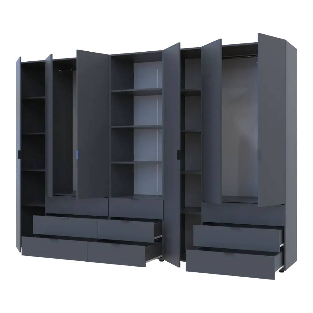 Шкаф для одежды Doros Гелар Графит 3+3ДСП с пеналом 292.4х49.5х203.4 (DRS-011924)