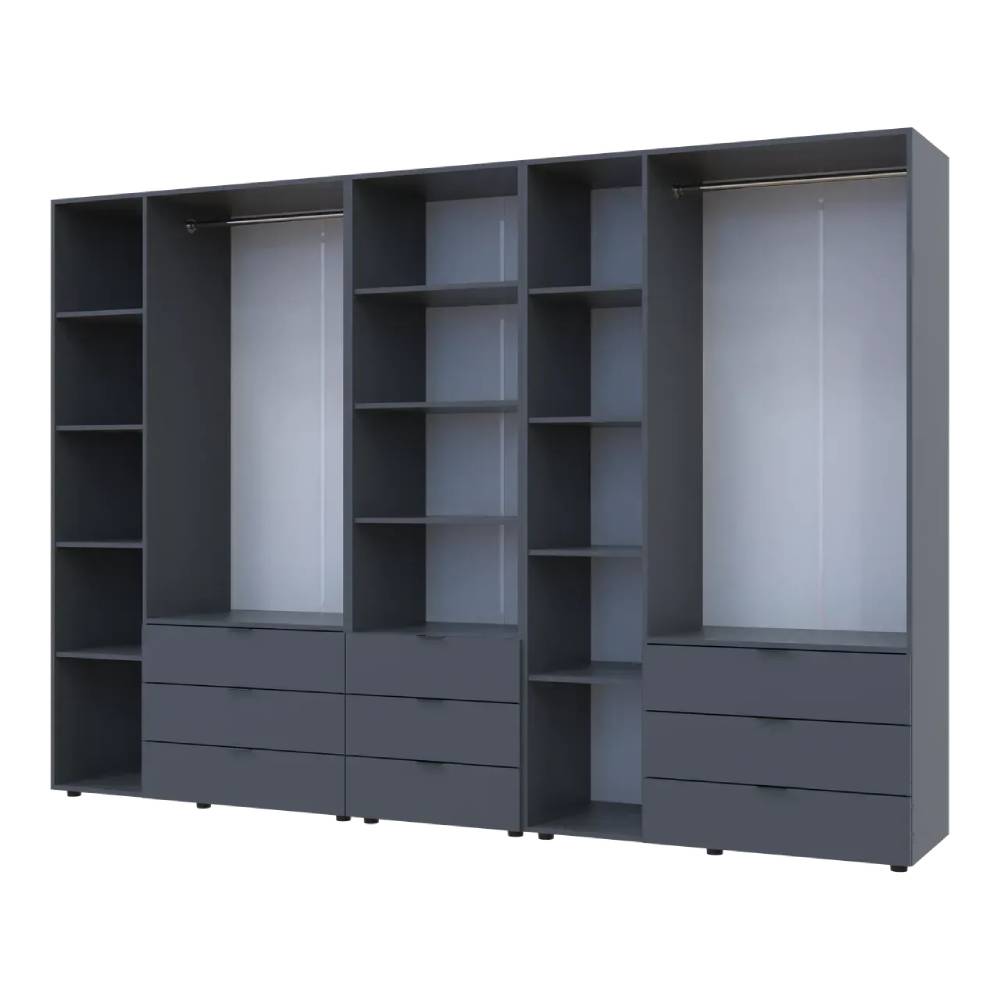 Шкаф для одежды Doros Гелар Графит 3+3ДСП с пеналом 292.4х49.5х203.4 (DRS-011924)