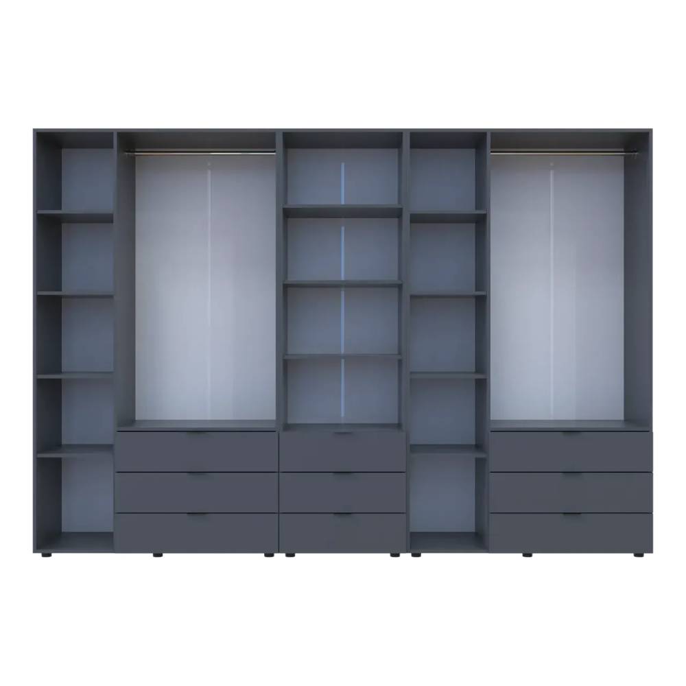 Шкаф для одежды Doros Гелар Графит 3+3ДСП с пеналом 292.4х49.5х203.4 (DRS-011924)