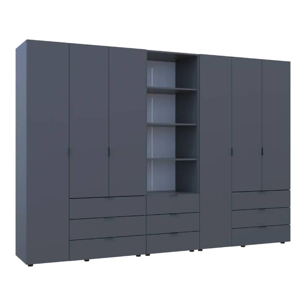 Шкаф для одежды Doros Гелар Графит 3+3ДСП с пеналом 292.4х49.5х203.4 (DRS-011924)