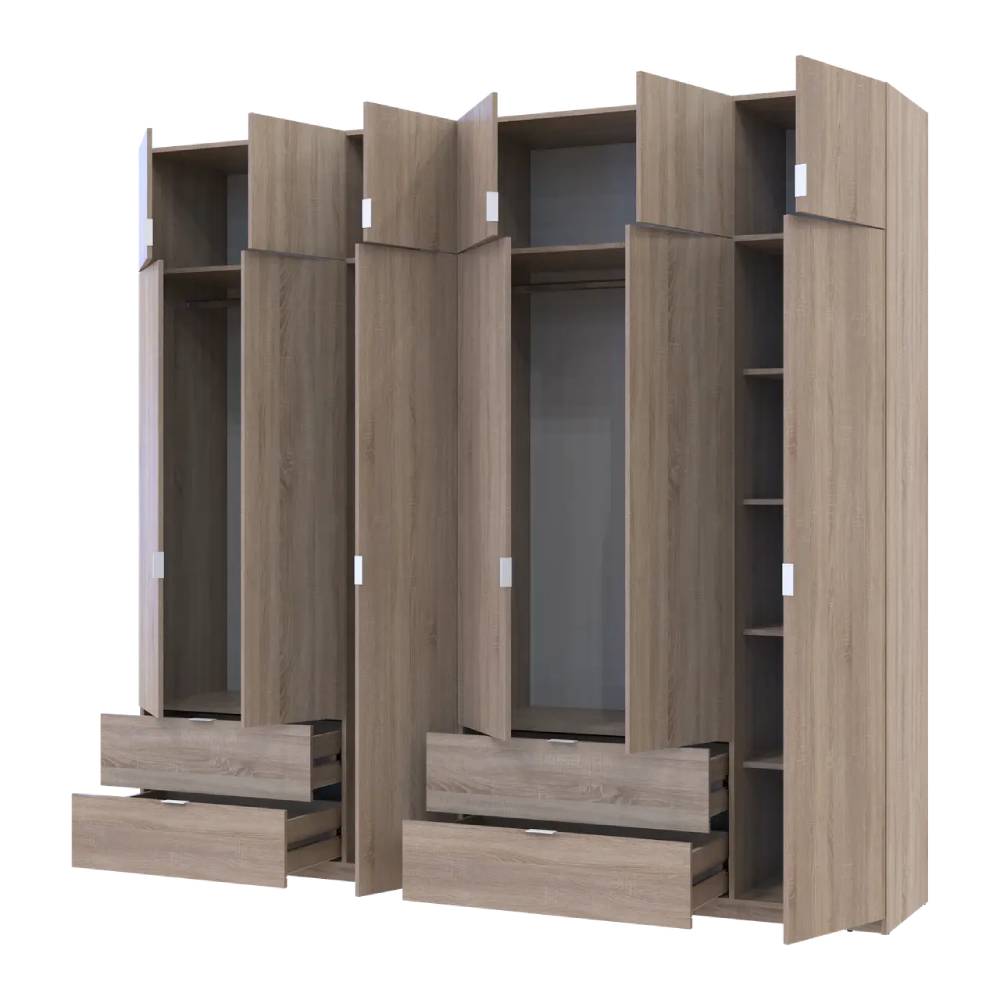 Шкаф для одежды Doros Лукас Дуб сонома 3+3 ДСП 255х50х240 DRS-011704 (42005111)