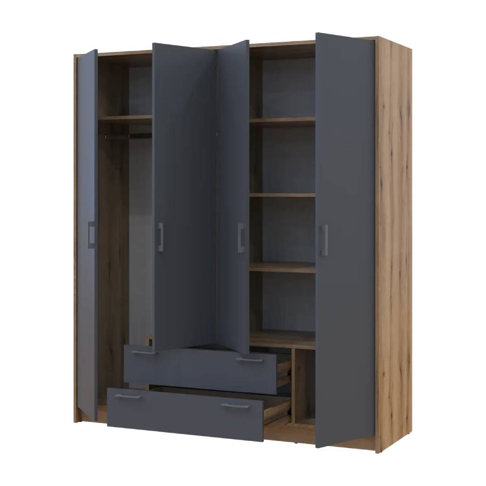 Шкаф для одежды Doros Ронди Дуб Артизан/Графит 4ДСП 160х52х195 DRS-011659 (80737824)
