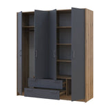 Шкаф для одежды Doros Ронди Дуб Артизан/Графит 4ДСП 160х52х195 DRS-011659 (80737824)