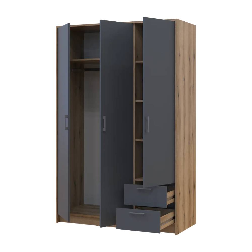 Шкаф для одежды Doros Ронди с антресолью Дуб Артизан/Графит 3ДСП 121х52х236 DRS-011664 (80737818)