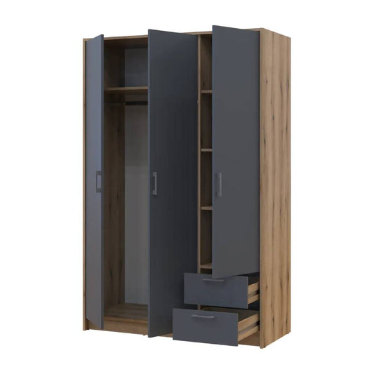 Шкаф для одежды Doros Ронди с антресолью Дуб Артизан/Графит 3ДСП 121х52х236 DRS-011664 (80737818)