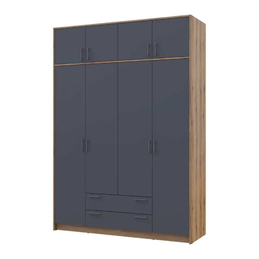 Шкаф для одежды Doros Ронди с антресолью Дуб Артизан/Графит 4ДСП 160х52х236 DRS-011665 (80737828)