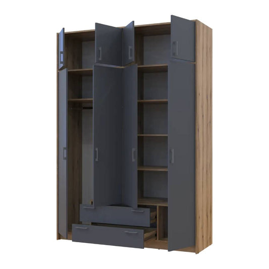 Шкаф для одежды Doros Ронди с антресолью Дуб Артизан/Графит 4ДСП 160х52х236 DRS-011665 (80737828)