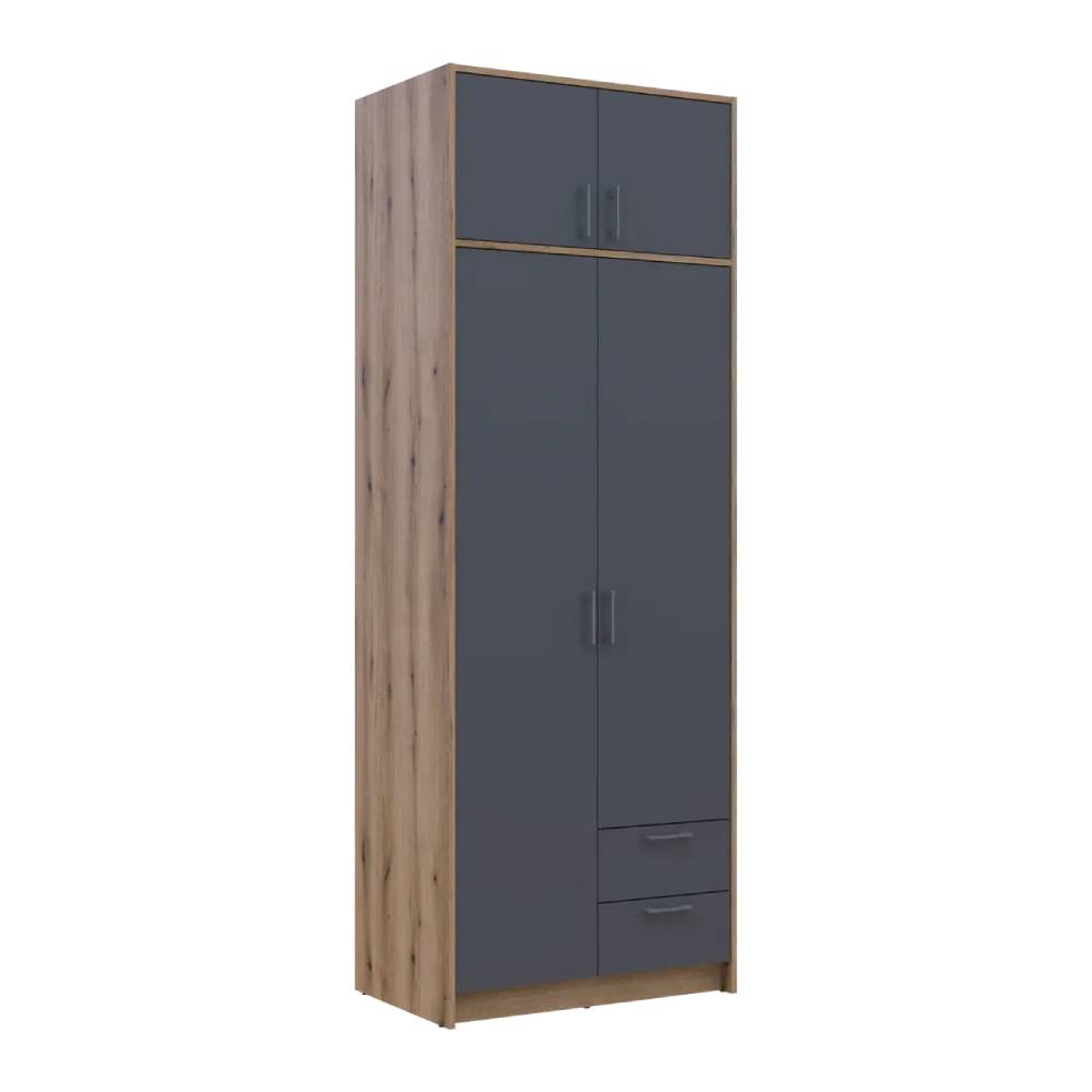 Шкаф для одежды Doros Ронди с антресолью Дуб Артизан/Графит 2ДСП 82х52х236 DRS-011663 (80737808)