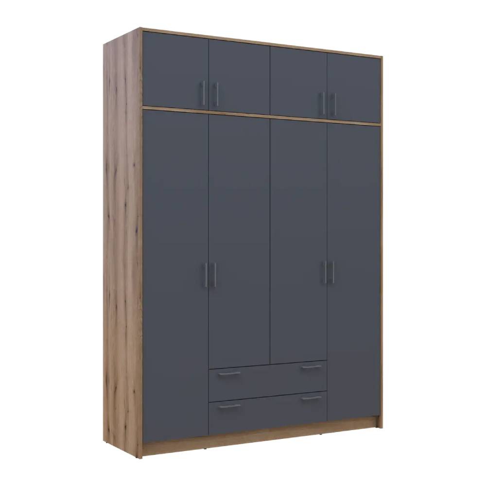 Шкаф для одежды Doros Ронди с антресолью Дуб Артизан/Графит 4ДСП 160х52х236 DRS-011665 (80737828)