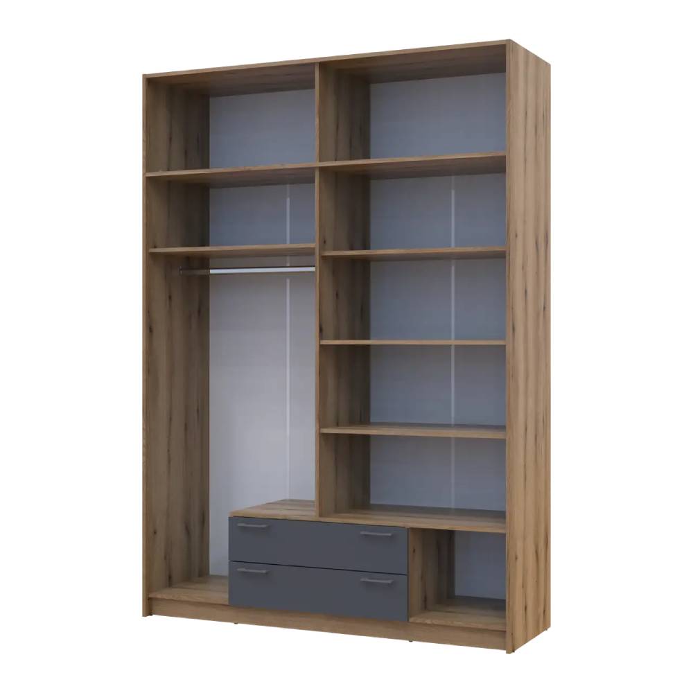 Шкаф для одежды Doros Ронди с антресолью Дуб Артизан/Графит 4ДСП 160х52х236 DRS-011665 (80737828)