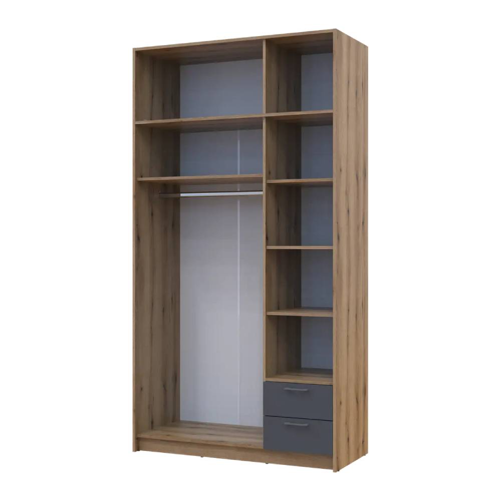 Шкаф для одежды Doros Ронди с антресолью и зеркалом Дуб Артизан/Графит 3ДСП 121х52х236 DRS-011676 (80737820)