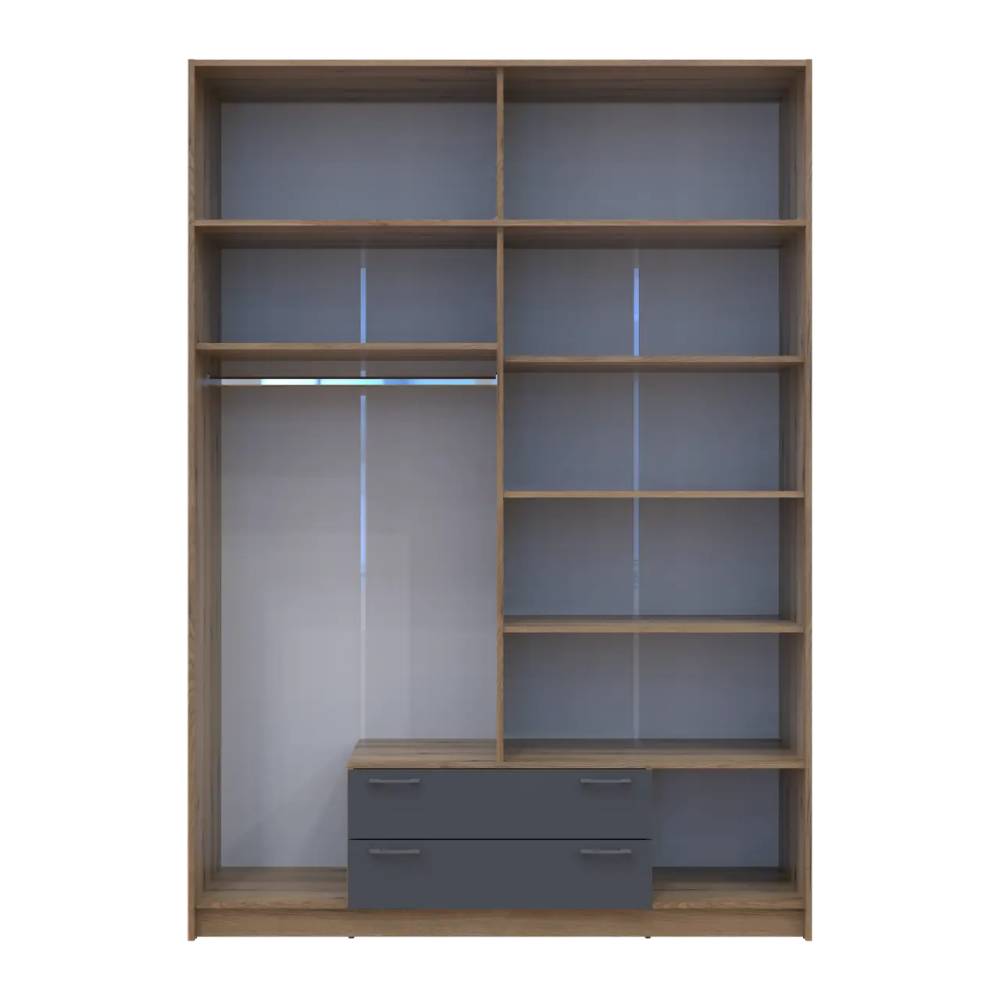 Шкаф для одежды Doros Ронди с антресолью и зеркалом Дуб Артизан/Графит 4ДСП 160х52х236 DRS-011677 (80737830)