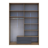 Шкаф для одежды Doros Ронди с антресолью и зеркалом Дуб Артизан/Графит 4ДСП 160х52х236 DRS-011677 (80737830)