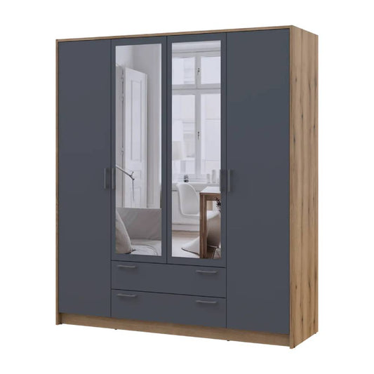 Шкаф для одежды Doros Ронди с зеркалом Дуб Артизан/Графит 4ДСП 160х52х195 DRS-011671 (80737826)