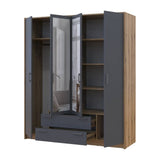 Шкаф для одежды Doros Ронди с зеркалом Дуб Артизан/Графит 4ДСП 160х52х195 DRS-011671 (80737826)