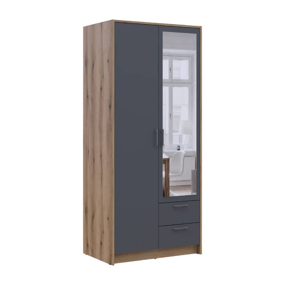 Шкаф для одежды Doros Ронди с зеркалом Дуб Артизан/Графит 2ДСП 82х52х195 DRS-011669 (80737806)