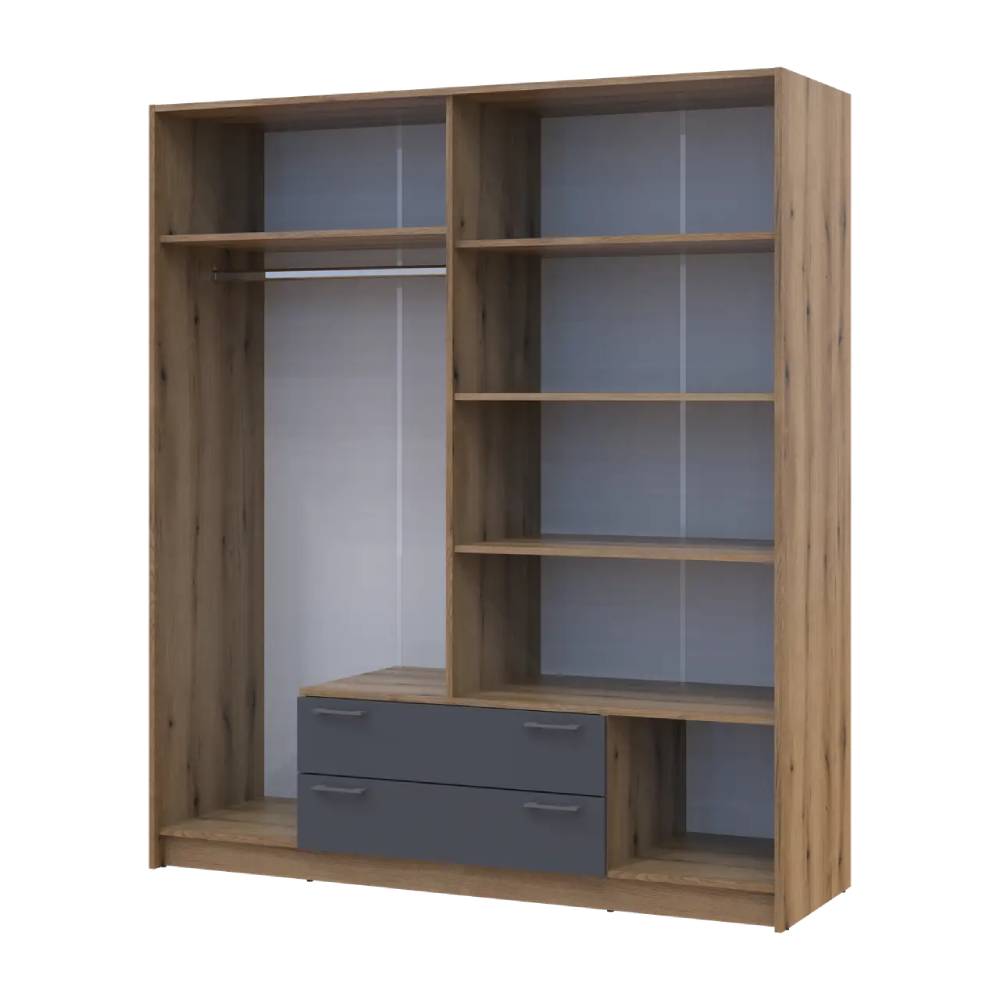 Шкаф для одежды Doros Ронди Дуб Артизан/Графит 4ДСП 160х52х195 DRS-011659 (80737824)