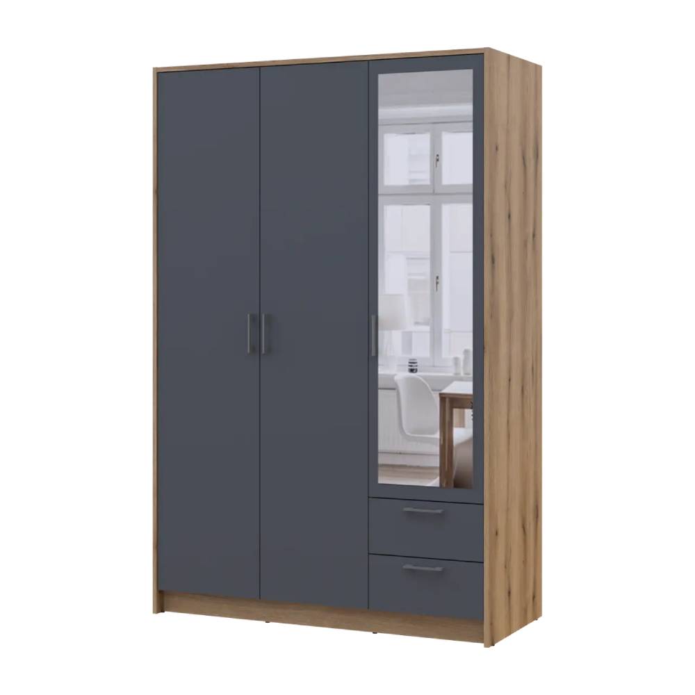 Шкаф для одежды Doros Ронди с зеркалом Дуб Артизан/Графит 3ДСП 121х52х195 DRS-011670 (80737816)